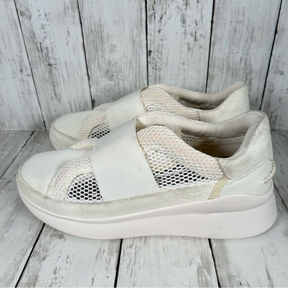 UGG Womens Libu Lite White Fashion Platform Leather Mesh Sneaker Size 9.5 - Picture 4 of 11